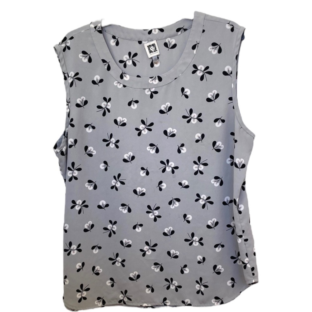 Anne Klein Womens XL Floral Sleeveless Blouse